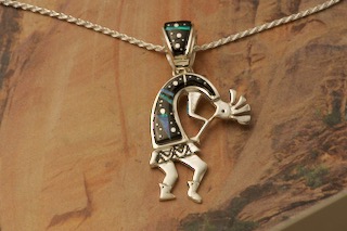 Calvin Begay Night Sky Sterling Silver Kokopelli Pendant